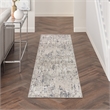 Nourison Concerto 8' Runner Ivory Blue Gray Fabric Modern Area Rug (8' Runner)