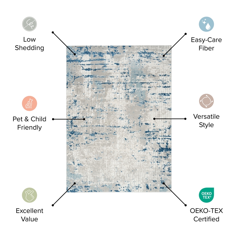 Nourison Concerto 8' x 10' Beige Blue Rust Fabric Modern Area Rug (8' x 10')