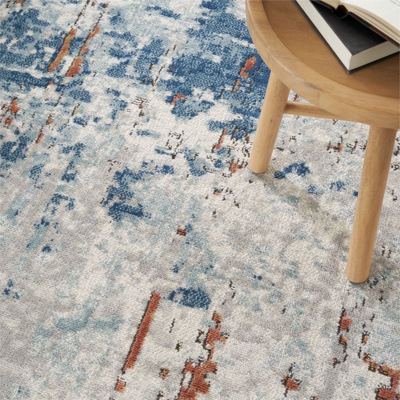 Nourison Concerto 8' x 10' Beige Blue Rust Fabric Modern Area Rug (8' x 10')
