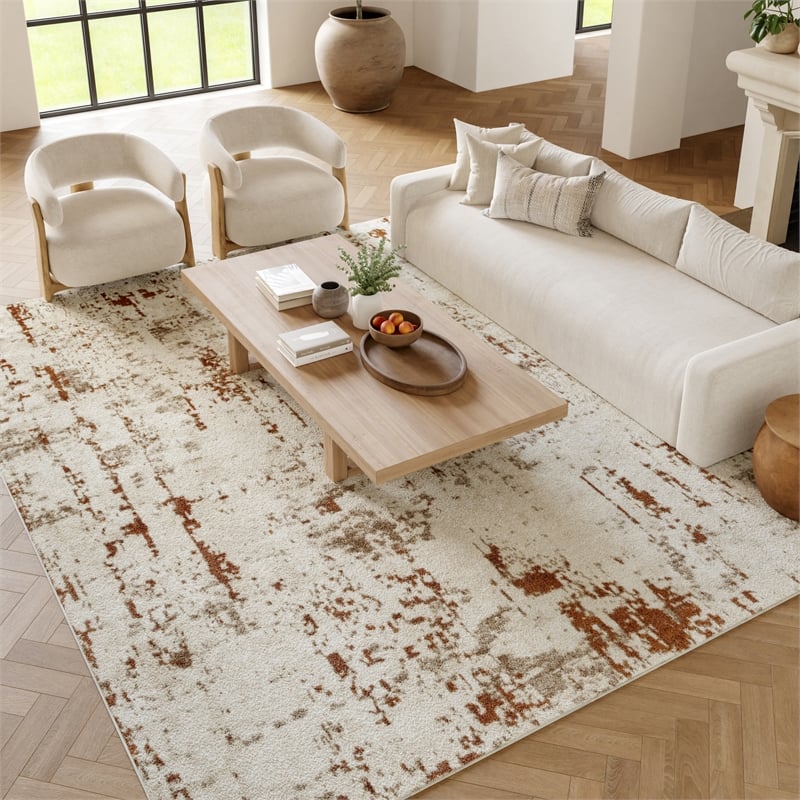 Nourison Concerto 8' x 10' Ivory Rust Fabric Modern Area Rug (8' x 10')