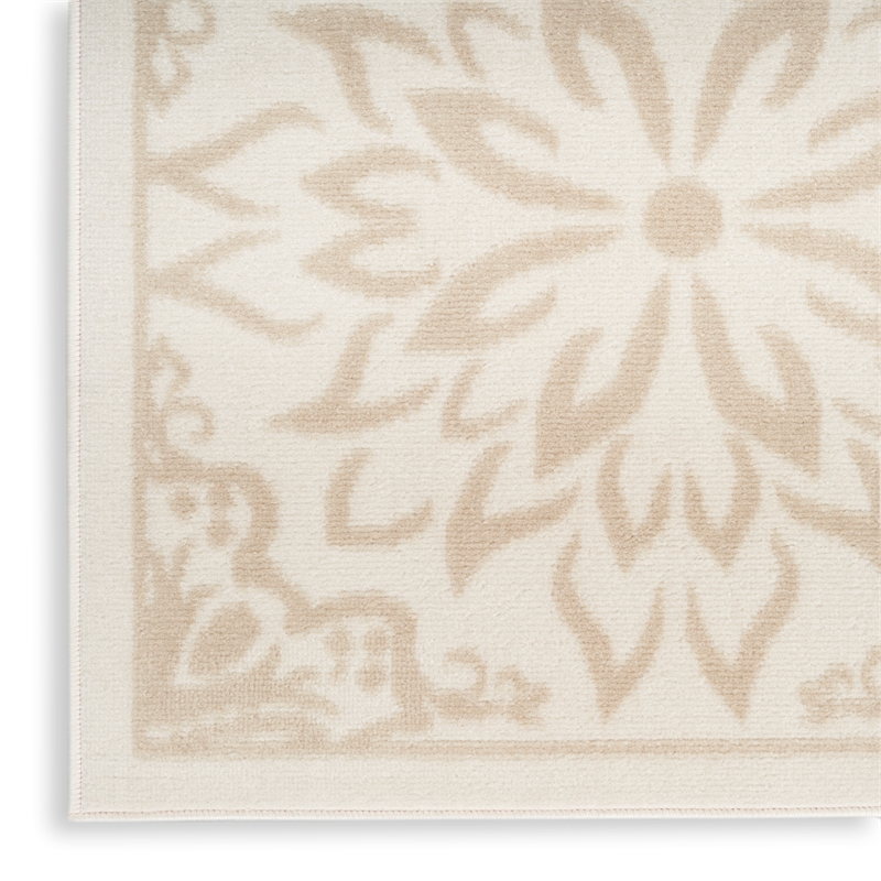Nourison Jubilant 5' x 7' Ivory Beige Fabric Farmhouse Area Rug (5' x 7')
