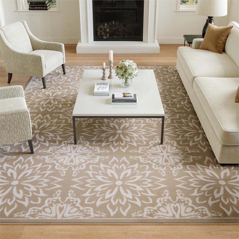 Nourison Jubilant 8' x 10' Taupe Fabric Farmhouse Area Rug (8' x 10')