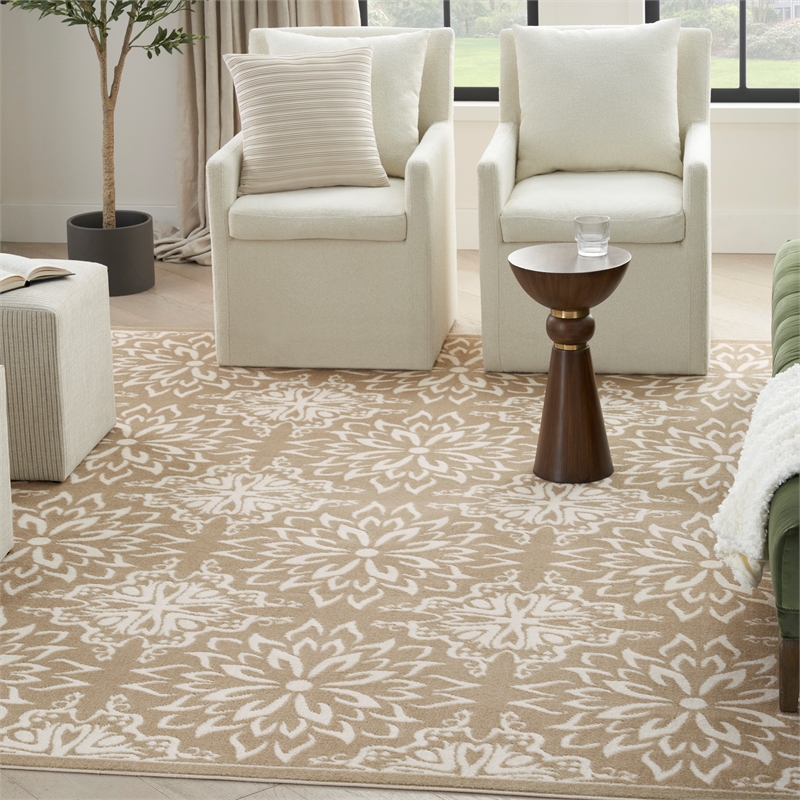 Nourison Jubilant 8' x 10' Taupe Fabric Farmhouse Area Rug (8' x 10')
