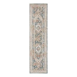Nourison Thalia 26x120&quot Indoor Transitional Fabric Rug in Blue and Ivory