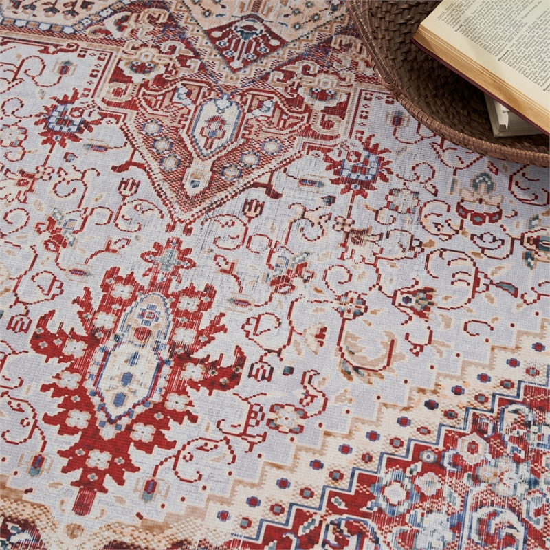 Nourison Vintage Home 5' x 7' Fabric Ivory Red Bohemian Indoor Rug