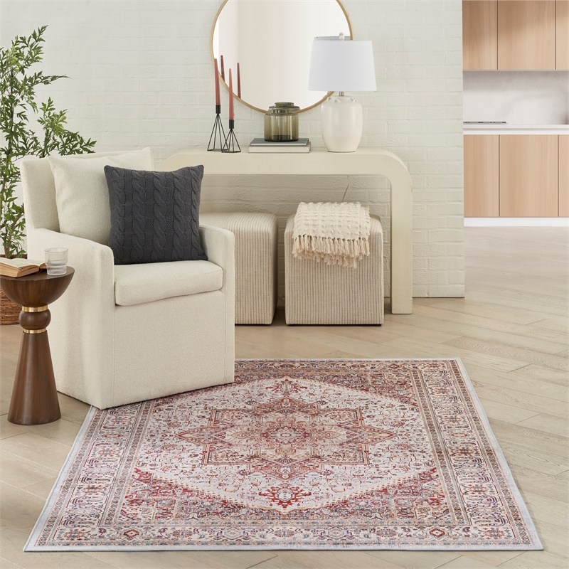 Nourison Vintage Home 5' x 7' Fabric Ivory Red Bohemian Indoor Rug