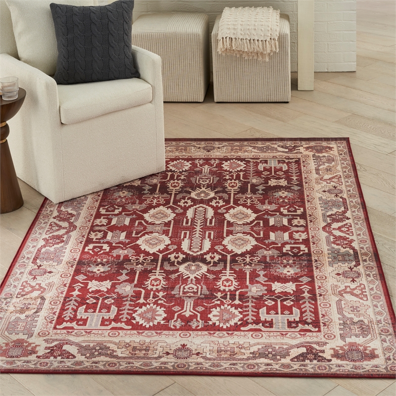 Nourison Vintage Home 5' x 7' Fabric Red Bohemian Indoor Rug
