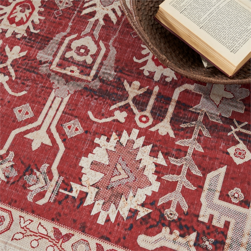 Nourison Vintage Home 5' x 7' Fabric Red Bohemian Indoor Rug