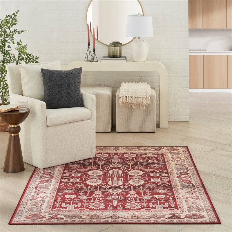 Nourison Vintage Home 5' x 7' Fabric Red Bohemian Indoor Rug