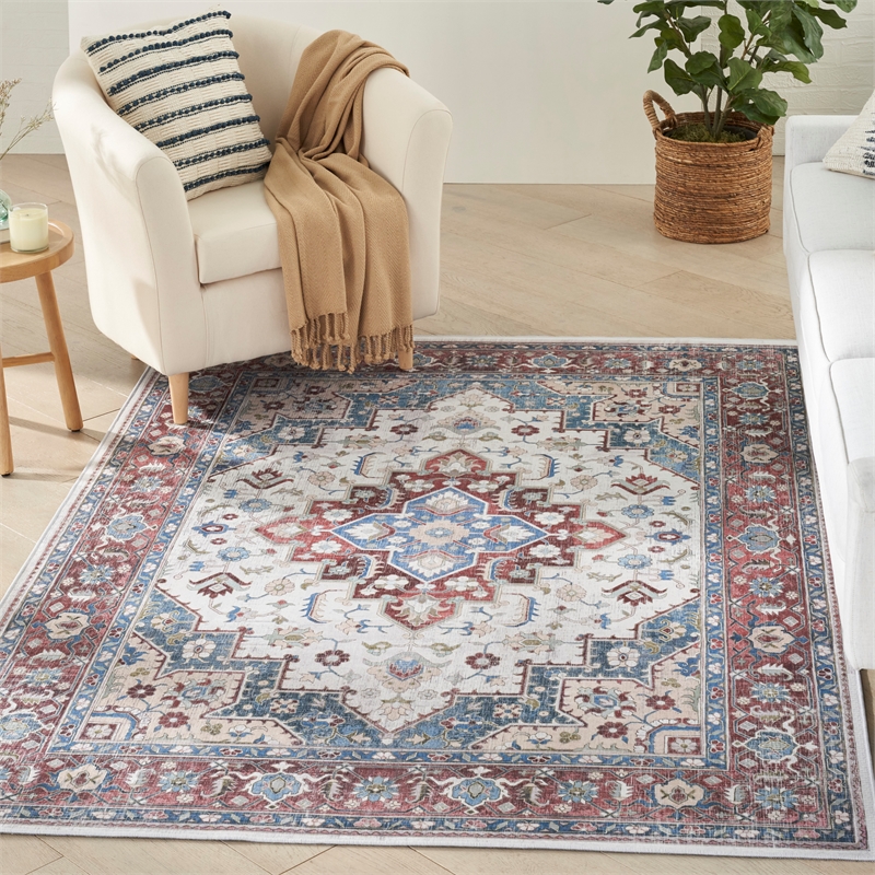 Nourison Vintage Home 5' x 7' Fabric Ivory Red Bohemian Indoor Rug