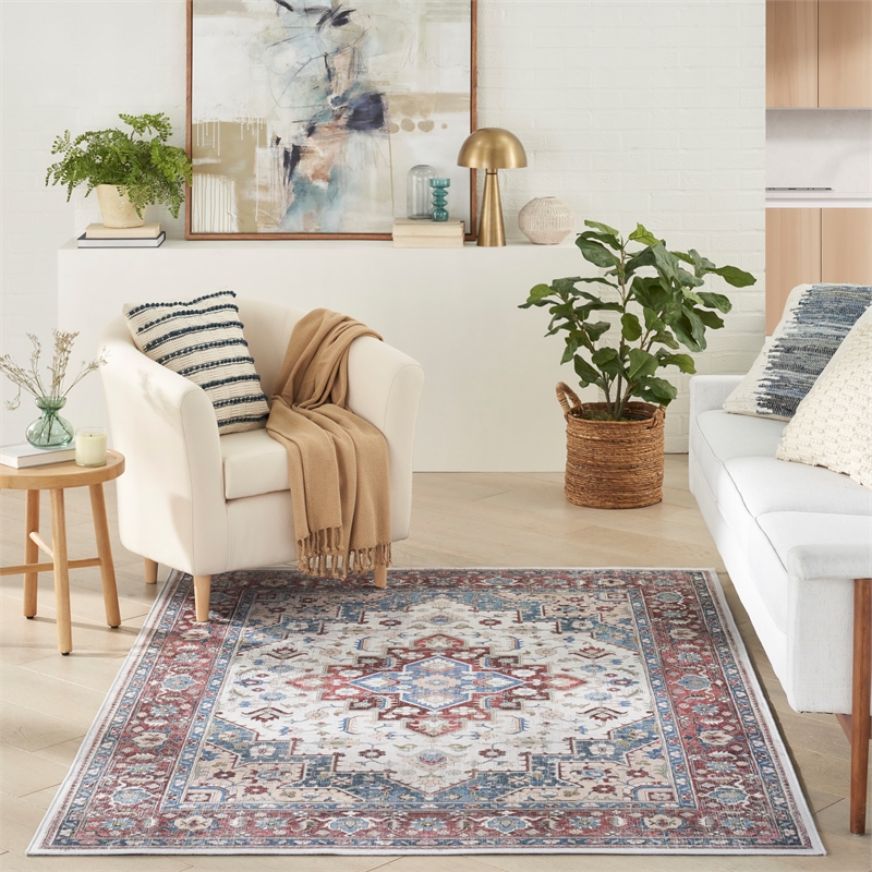 Nourison Vintage Home 5' x 7' Fabric Ivory Red Bohemian Indoor Rug