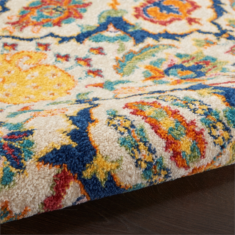 Nourison Allur 10' Runner Ivory Multicolor Fabric Bohemian Area Rug (10' Runner)