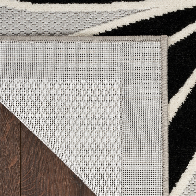 Nourison Aloha 12' Runner Black White Fabric Contemporary Area Rug (12' Runner)