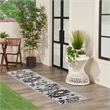 Nourison Aloha 12' Runner Black White Fabric Contemporary Area Rug (12' Runner)