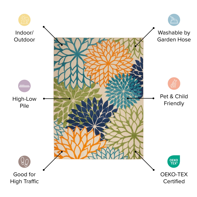 Nourison Aloha 10' x 14' Multicolor Fabric Contemporary Area Rug (10' x 14')