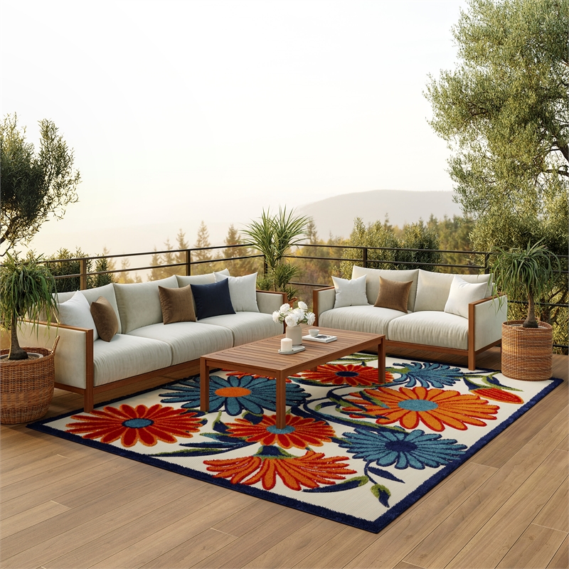 Nourison Aloha 10' x 14' Multicolor Fabric Contemporary Area Rug (10' x 14')