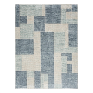 Nourison Astra Machine Washable 5'3&quot x 7' Blue Ivory Modern Fabric Indoor Rug