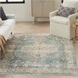 Nourison Astra Machine Washable 4' x 6' Silver Blue Vintage Fabric Indoor Rug