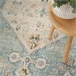 Nourison Astra Machine Washable 4' x 6' Silver Blue Vintage Fabric Indoor Rug