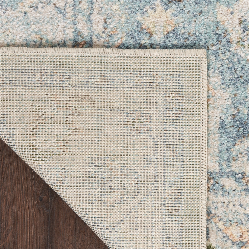 Nourison Astra Machine Washable 4' x 6' Light Blue Vintage Fabric Indoor Rug
