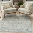 Nourison Astra Machine Washable 4' x 6' Light Blue Vintage Fabric Indoor Rug