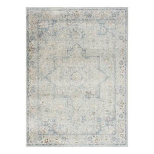 Nourison Astra Machine Washable 4' x 6' Light Blue Vintage Fabric Indoor Rug