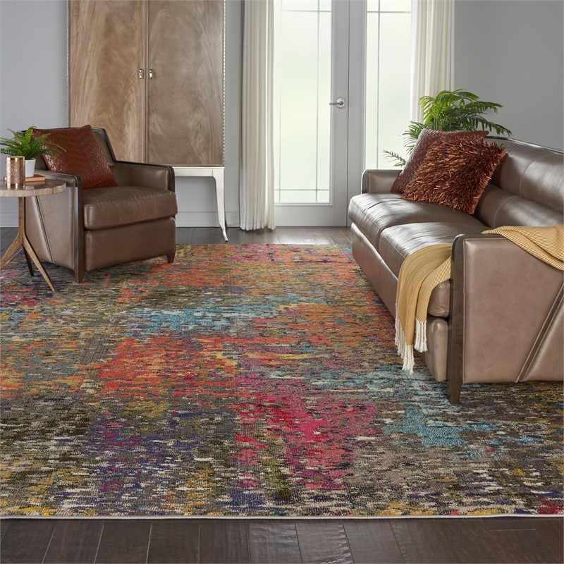 Celestial 9' x 12' Sunset/Multi-Color Fabric Modern & Contemporary Indoor Rug