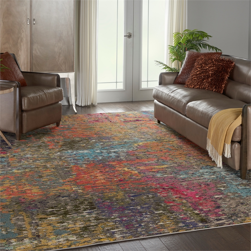Celestial 9' x 12' Sunset/Multi-Color Fabric Modern & Contemporary Indoor Rug