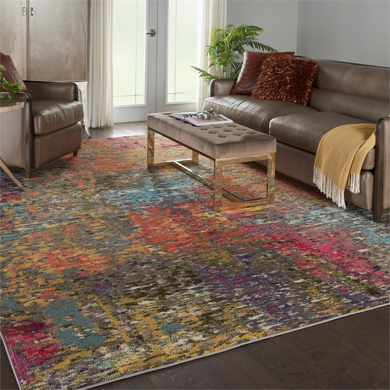 Celestial 9' x 12' Sunset/Multi-Color Fabric Modern & Contemporary Indoor Rug