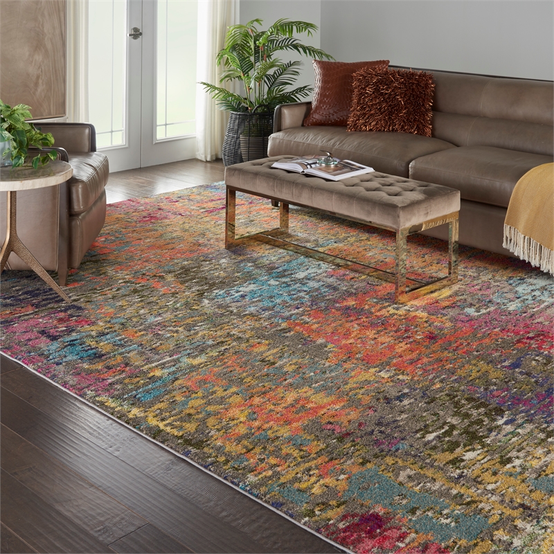 Celestial 9' x 12' Sunset/Multi-Color Fabric Modern & Contemporary Indoor Rug