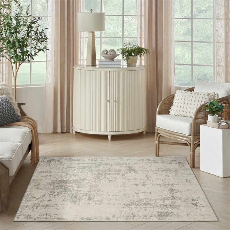 Nourison Concerto 4' x 6' Cream Gray Fabric Modern Area Rug (4' x 6')