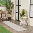 Nourison Courtyard 12' Runner Ivory Silver Fabric Modern Area Rug