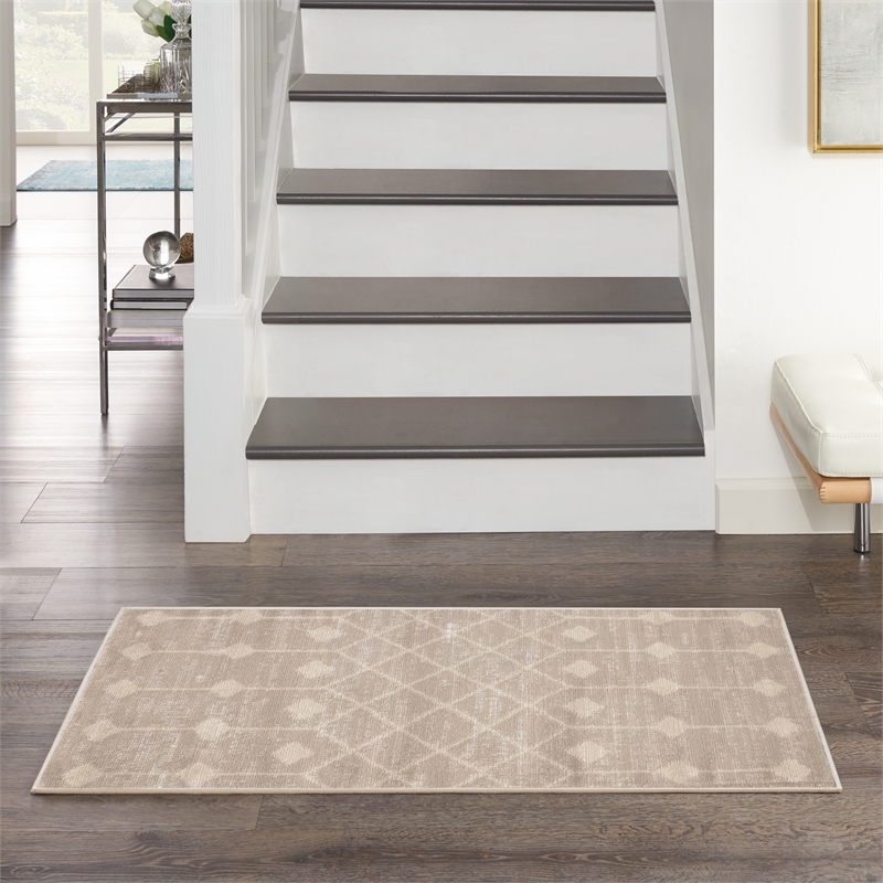 nourison grafix 2' x 4' beige fabric bohemian area rug (2' x 4')