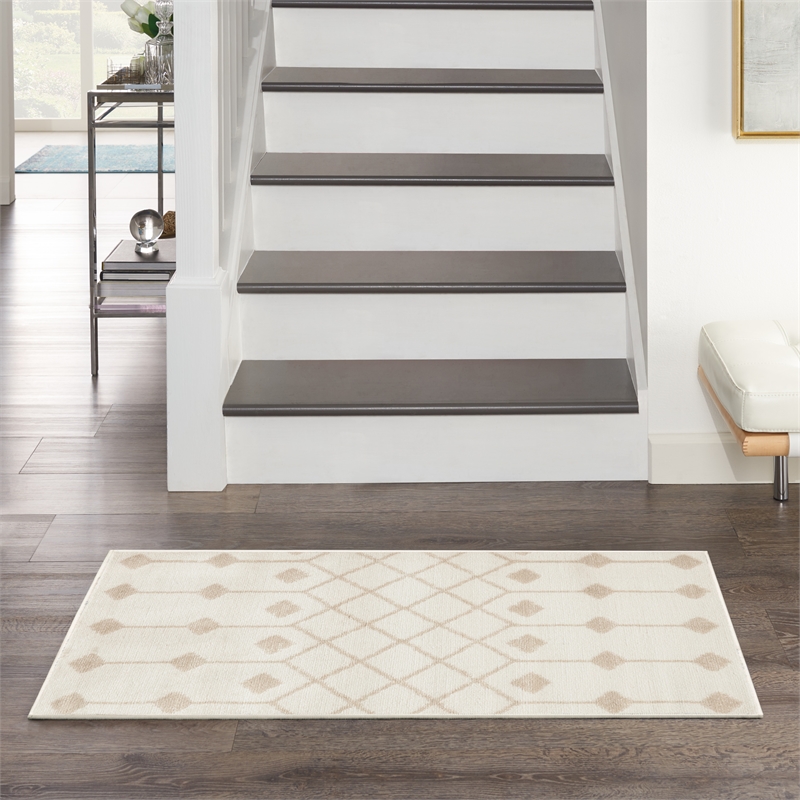 Nourison Grafix 2' x 4' Ivory Beige Fabric Bohemian Area Rug (2' x 4')
