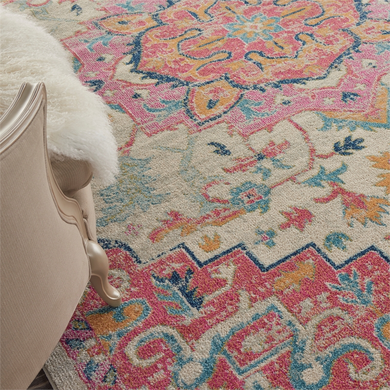 Nourison Passion 9' x 12' Ivory Pink Fabric Bohemian Area Rug (9' x 12')