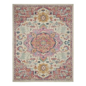 Nourison Passion 9' x 12' Ivory Pink Fabric Bohemian Area Rug (9' x 12')