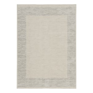 Nourison Santa Cruz 72x108&quot Indoor Contemporary Fabric Rug in Gray and Ivory