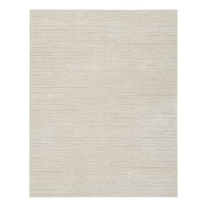 Nourison Santa Cruz 94x118&quot Indoor Contemporary Fabric Rug in Ivory and Gray