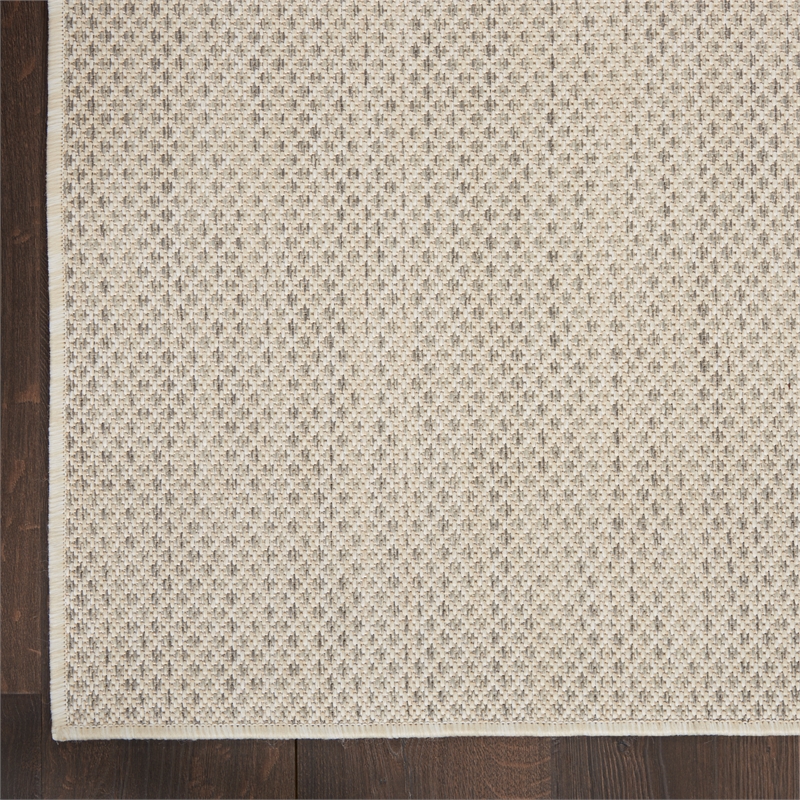 Nourison Courtyard 20' Runner' Ivory Silver Fabric Modern Area Rug