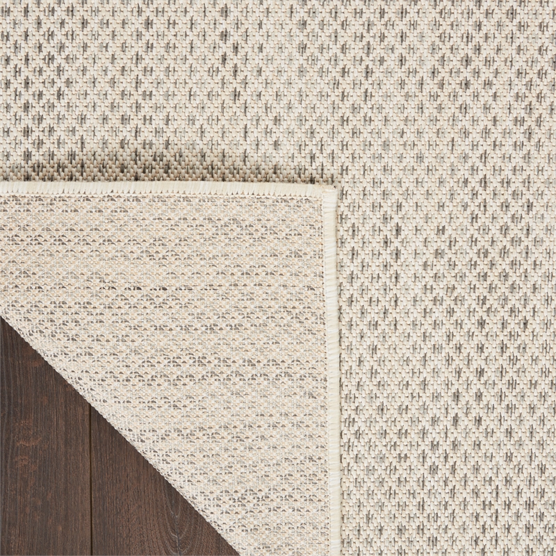 Nourison Courtyard 20' Runner' Ivory Silver Fabric Modern Area Rug