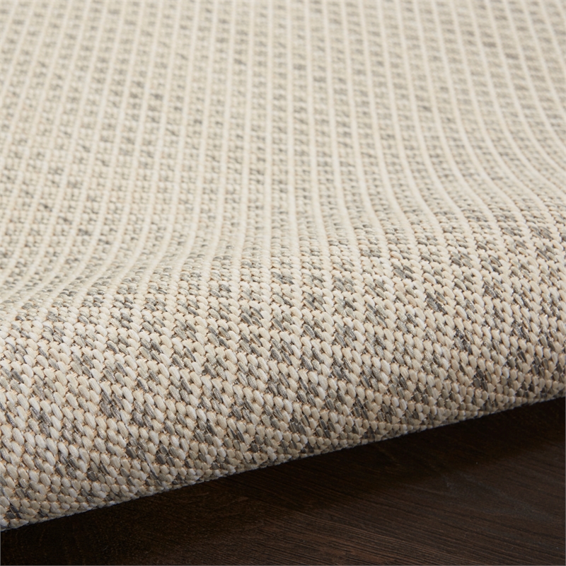 Nourison Courtyard 20' Runner' Ivory Silver Fabric Modern Area Rug