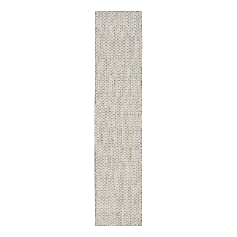 Nourison Courtyard 20' Runner' Ivory Silver Fabric Modern Area Rug