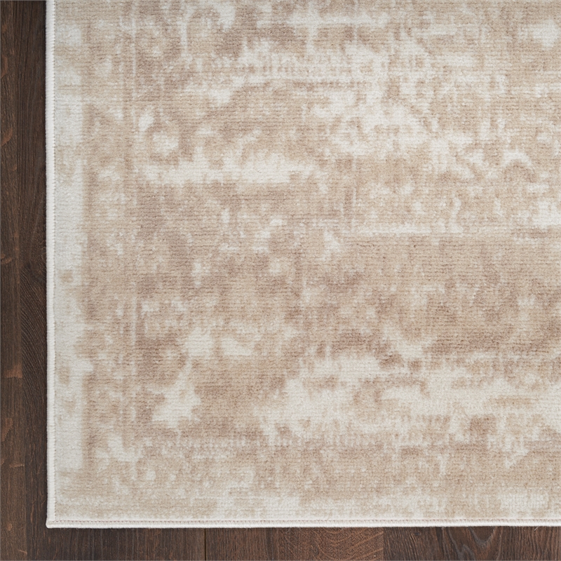 Nourison Grafix 8' Runner Ivory Beige Fabric Vintage Area Rug (8' Runner)