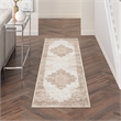 Nourison Grafix 8' Runner Ivory Beige Fabric Vintage Area Rug (8' Runner)
