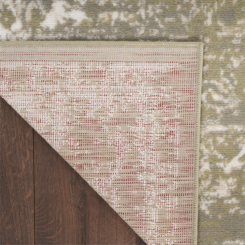 Nourison Grafix 8' Runner Olive Fabric Vintage Area Rug (8' Runner)