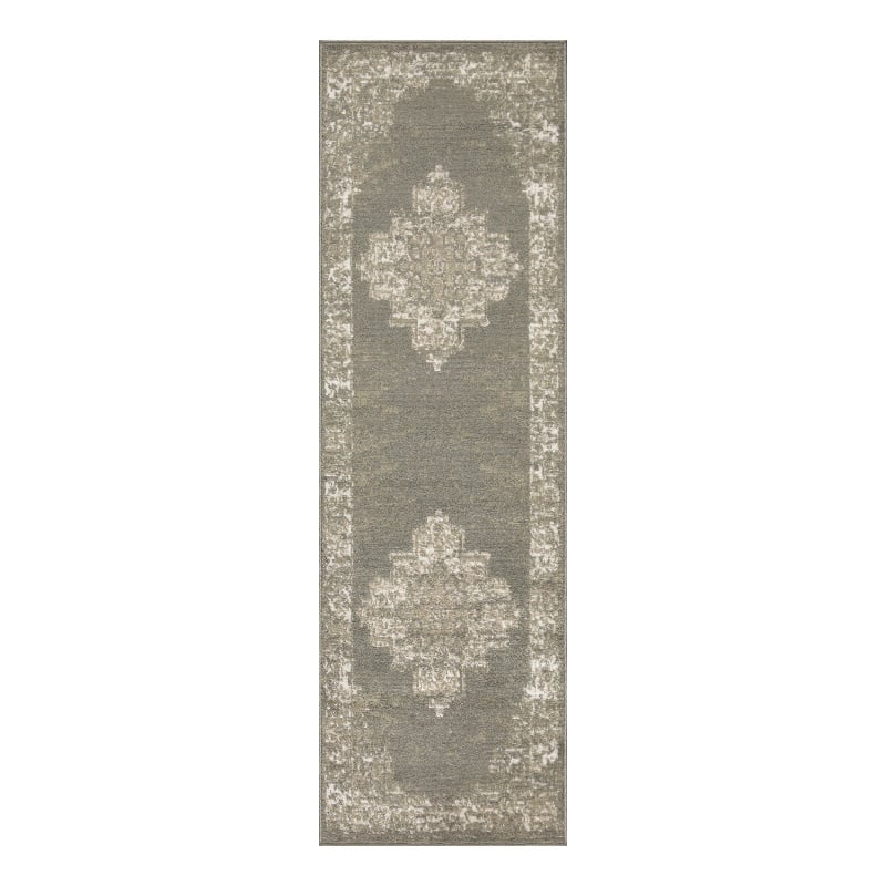 Nourison Grafix 8' Runner Olive Fabric Vintage Area Rug (8' Runner)
