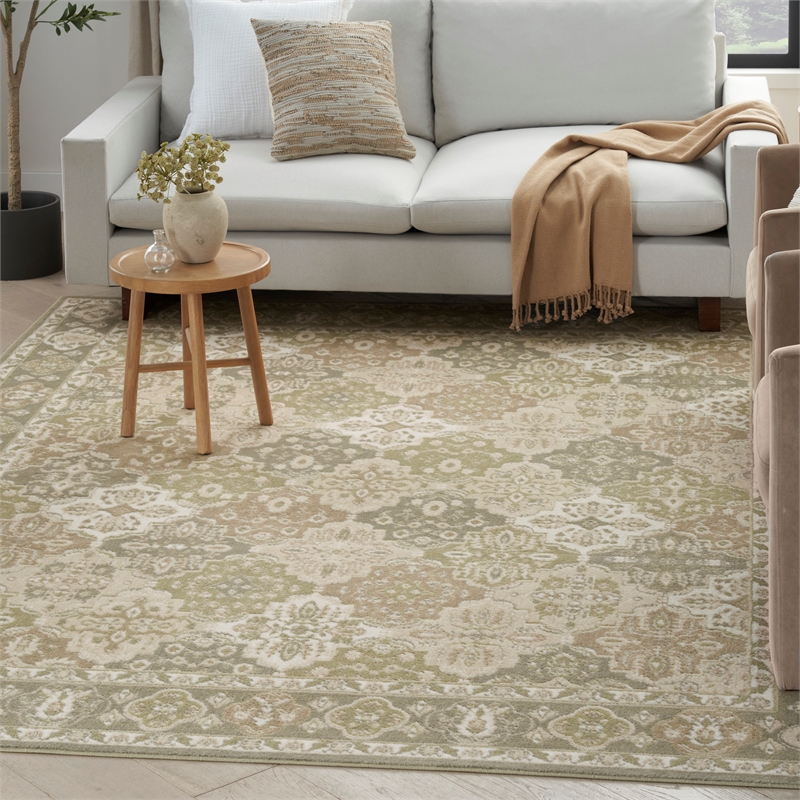 Nourison Grafix 5' x 7' Green Fabric Vintage Area Rug (5' x 7')