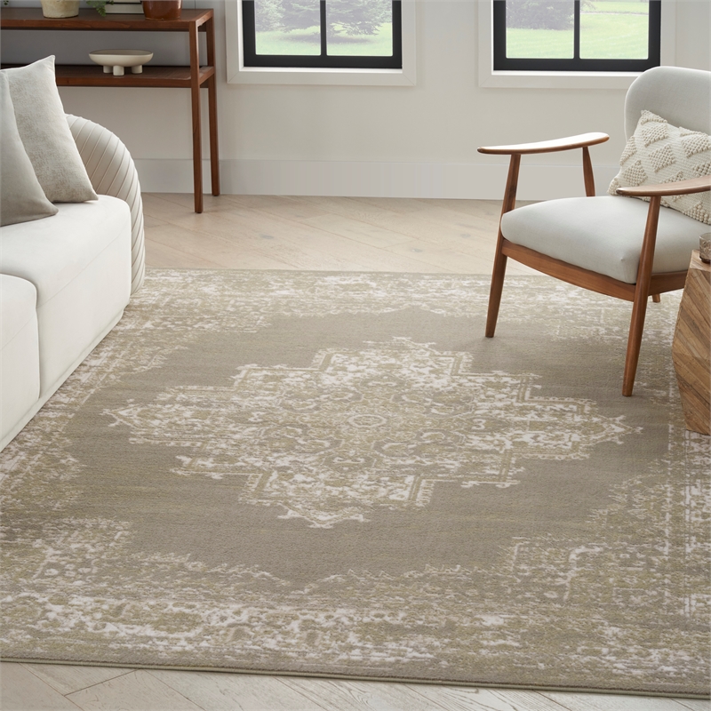 Nourison Grafix 5' x 7' Olive Fabric Vintage Area Rug (5' x 7')