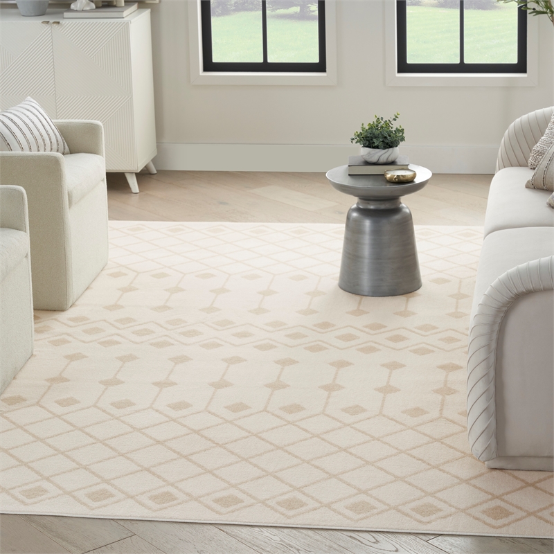 nourison grafix 8' x 10' ivory beige fabric bohemian area rug (8' x 10')