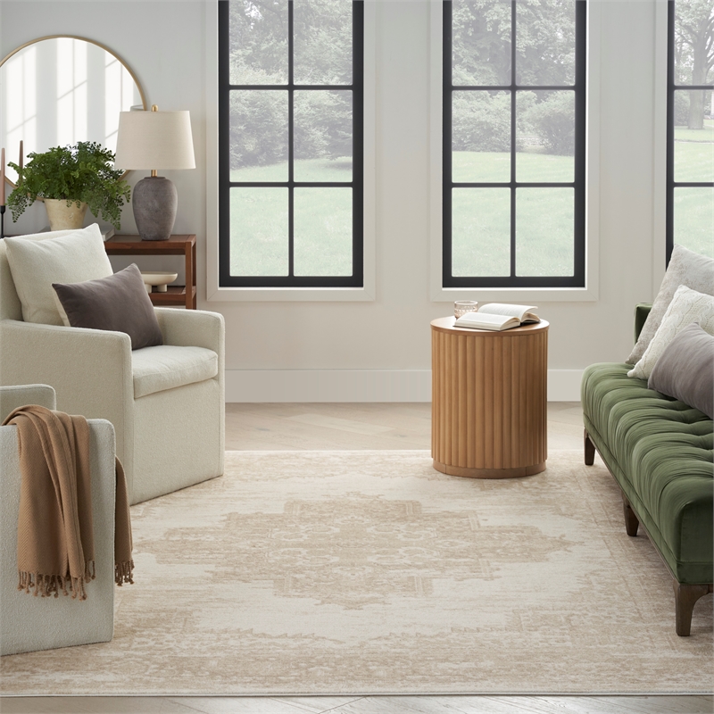 Nourison Grafix 8' x 10' Ivory Beige Fabric Vintage Area Rug (8' x 10')